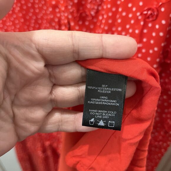 Sunday in Brooklyn Floral Polka Dot Maxi Dress Women Size M Textured Button Red - Picture 8 of 12